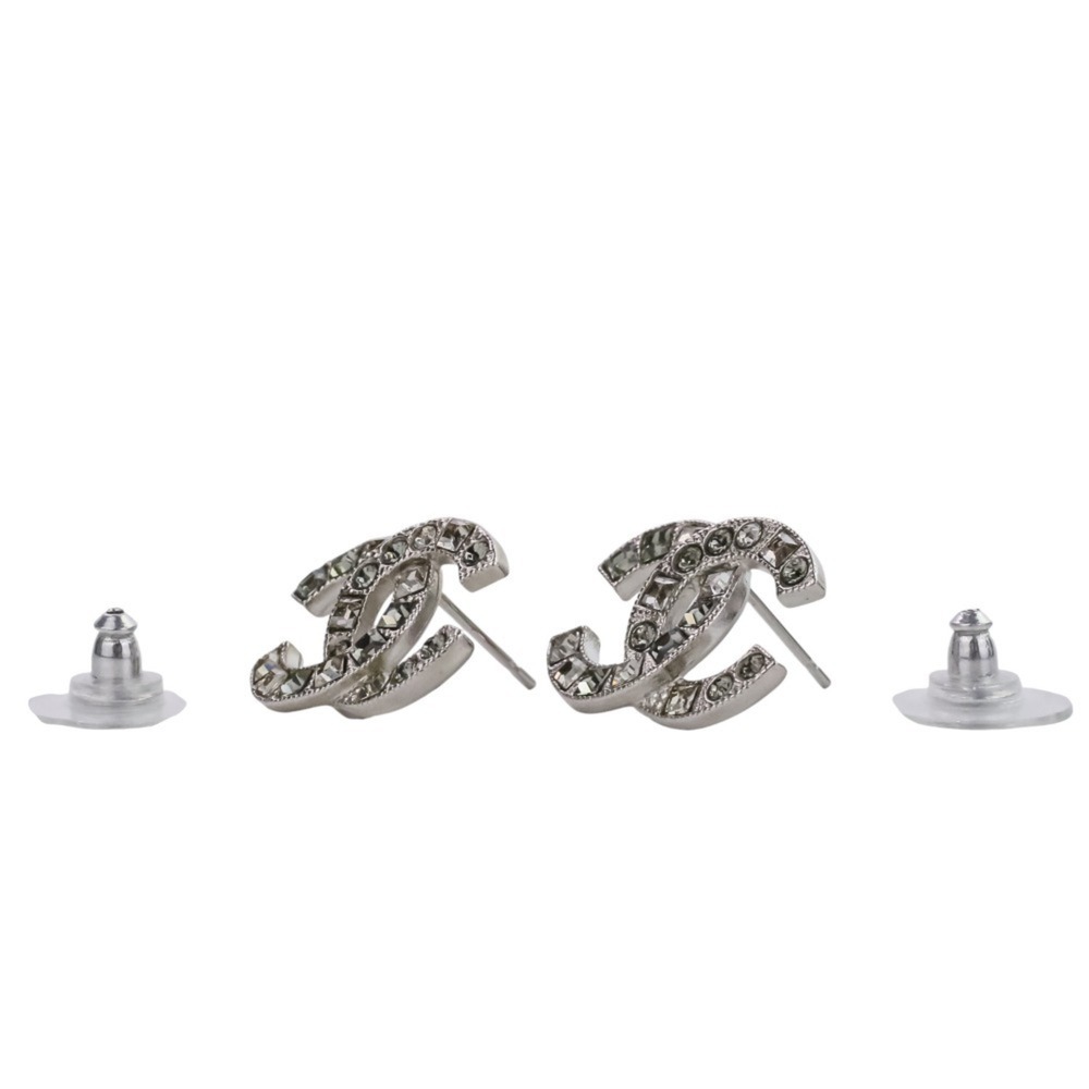 CHANEL Authentic Silver Logo Earrings - Picture 7 of 15